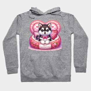 Valentine Siberian Husky Dog in Bed Hoodie